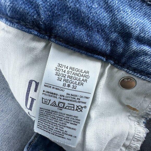 Gap Straight Jeans Vintage Slim Mid Rise Ankle Slit Womens Blue Size 32 |14R - Picture 6 of 10